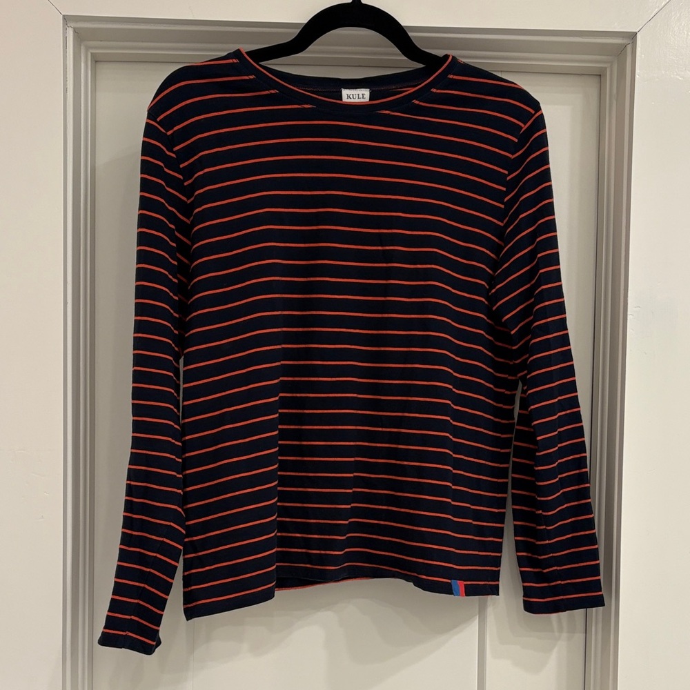 KULE Black and Orange Striped Cotton Top